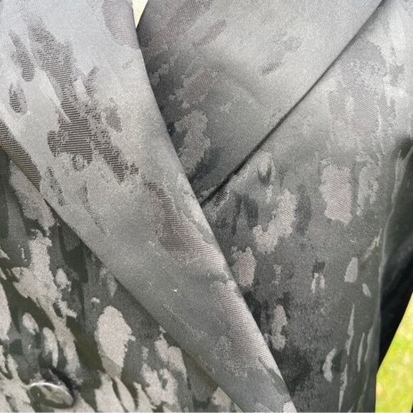 Vintage Y2K Black Jacket Dress Iridescent Elegant Long Coat Size 40S - Picture 8 of 15